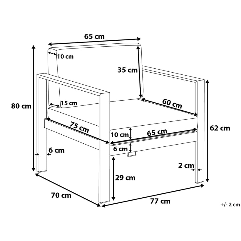 TIRRENA Loungegrupp 90 cm - Utemöbler - Utegrupp - Loungegrupp