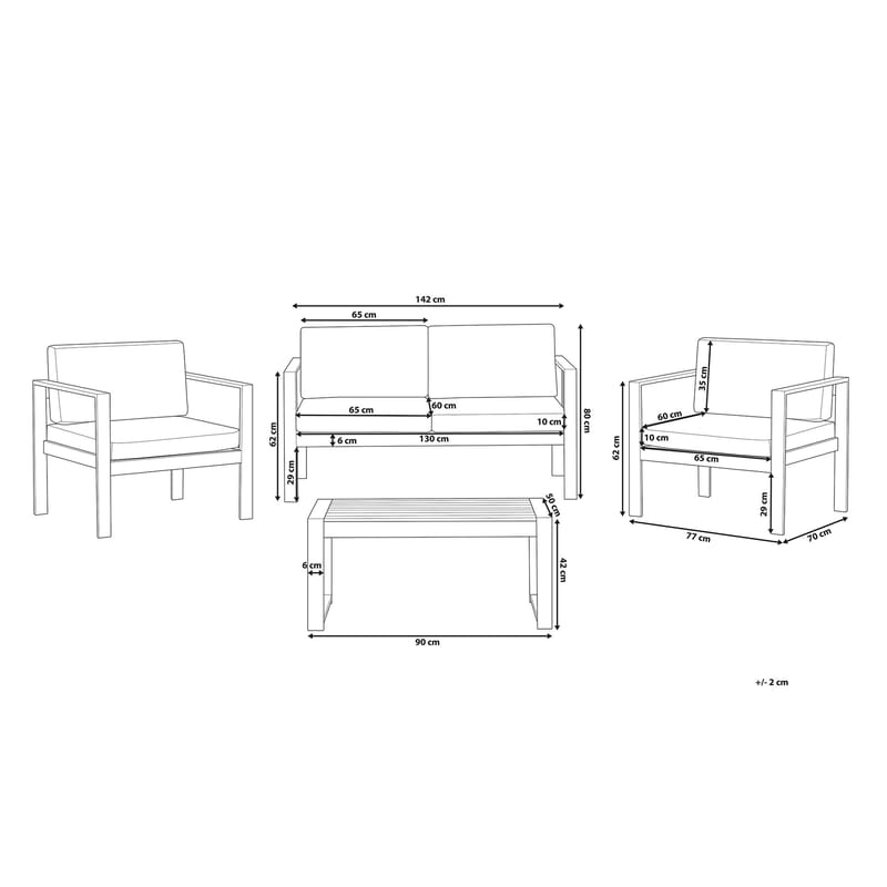 TIRRENA Loungegrupp 90 cm - Utemöbler - Utegrupp - Loungegrupp