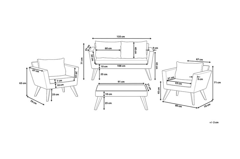 VITTORIA Loungegrupp Utomhus 91 cm - Utemöbler - Utegrupp - Loungegrupp