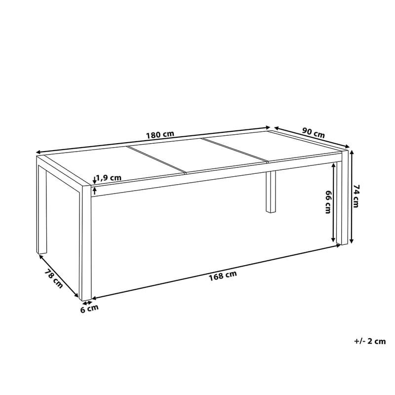 BACOLI Matgrupp Utomhus 180 cm Grå + 6 Utestolar - Utemöbler - Utegrupp - Matgrupper utomhus