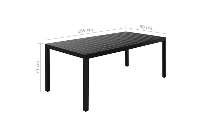 Matgrupp för trädgården 9 delar aluminium svart - Svart - Matgrupper utomhus