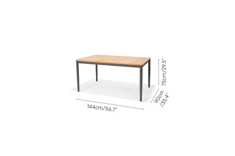 PANJIN Matgrupp 144x90 cm + 6 Stolar Svart - Lifestyle Garden - Matgrupper utomhus