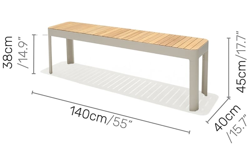 PORTALS Matbord 161 cm Vit/Trä + 2 Bänkar - Utemöbler - Utegrupp - Matgrupper utomhus