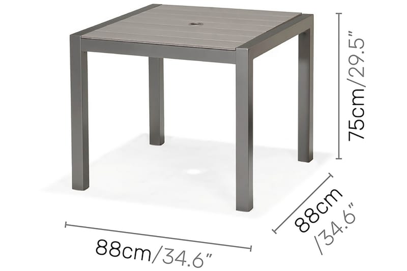 SOLANA Matbord 88 cm Grå + 4 Stolar - Utemöbler - Utegrupp - Matgrupper utomhus