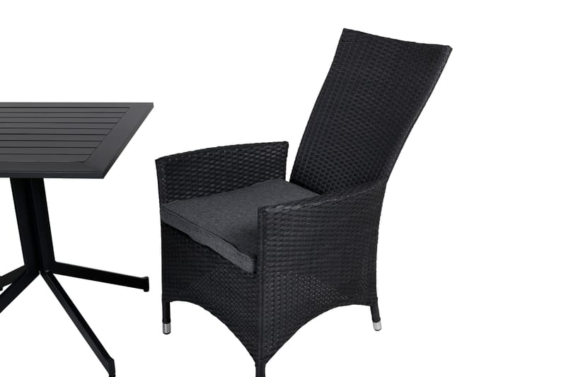 Way Matgrupp 70cm + 2 Padova Reclinerstolar - Svart/Grå - Utemöbler - Utegrupp - Matgrupper utomhus