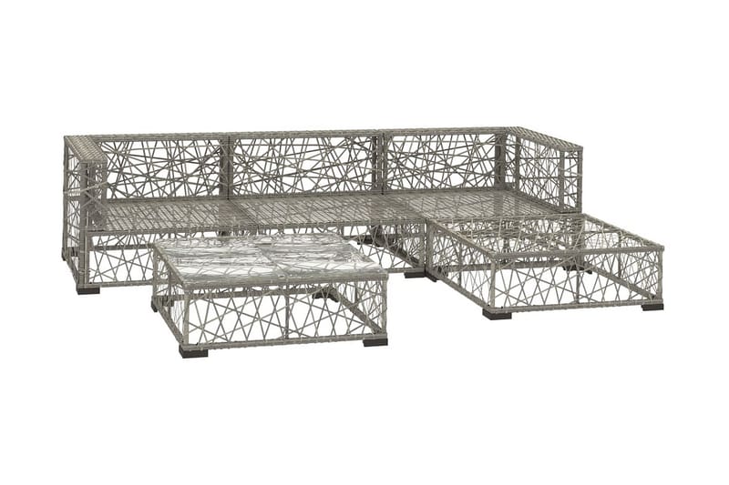 Loungegrupp Utomhus för trädgården med dynor 5 delar konstrotting gr - Grå - Utemöbler - Loungemöbler