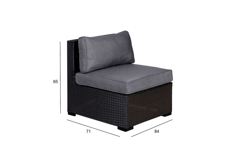 SEVILLA Modulsoffa Utomhus 84x71xH65 cm Mittmodul Svart - Utemöbler - Övrigt utemöbler - Modulsoffa utomhus - Mittmodul utesoffa