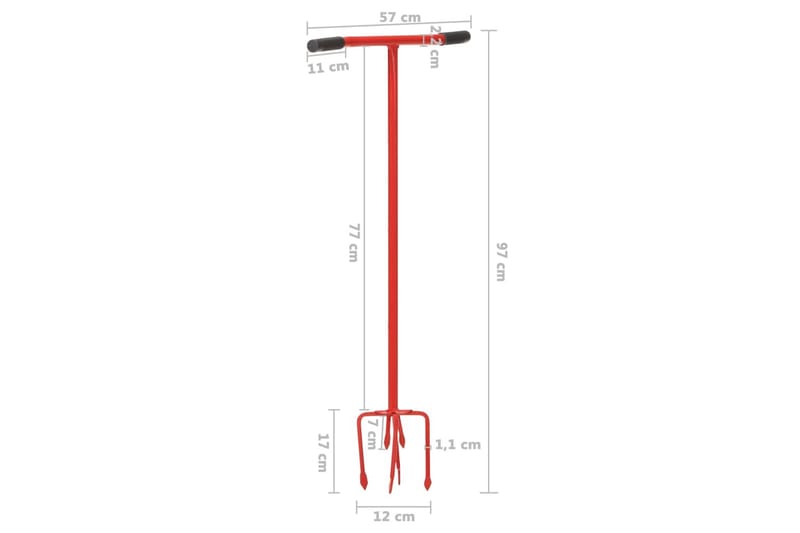 Handkultivator röd stål - Utemöbler - Övrigt utemöbler - Tillbehör - Övriga trädgårdstillbehör