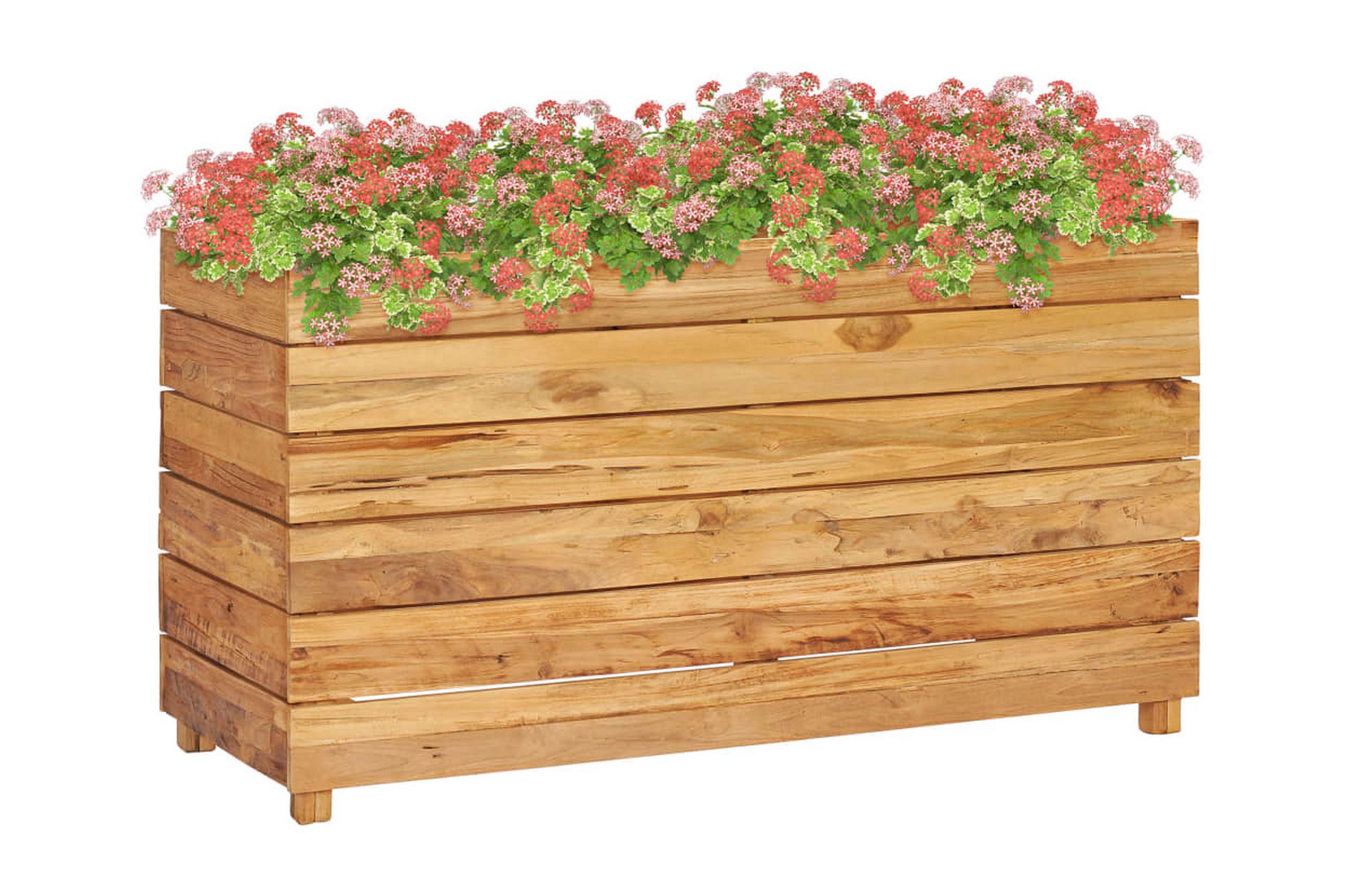 Blomlåda upphöjd 100x40x55 cm återvunnen teak och stål – Brun