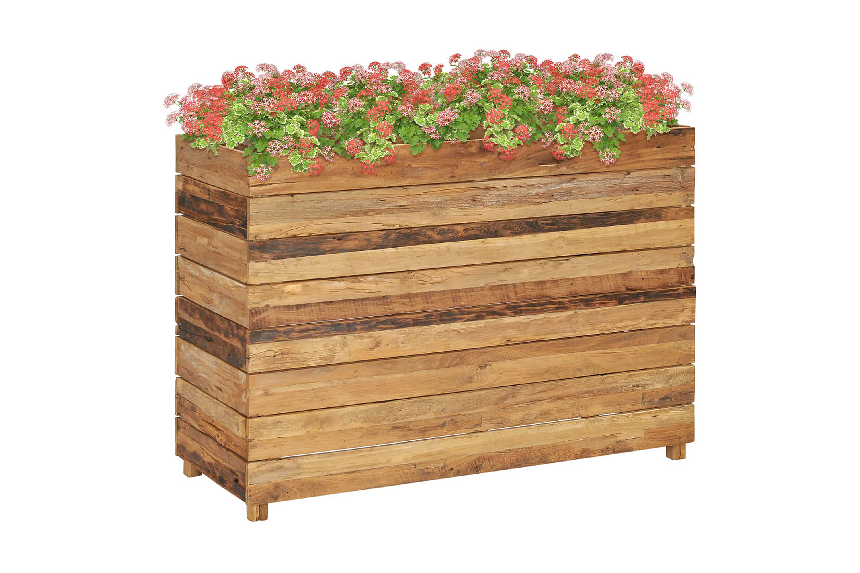 Blomlåda upphöjd 100x40x72 cm återvunnen teak och stål – Brun