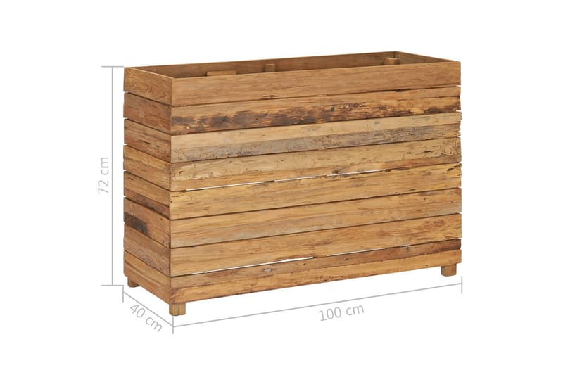 Blomlåda upphöjd 100x40x72 cm återvunnen teak och stål - Brun - Utemöbler - Övrigt utemöbler - Tillbehör - Övriga trädgårdstillbehör