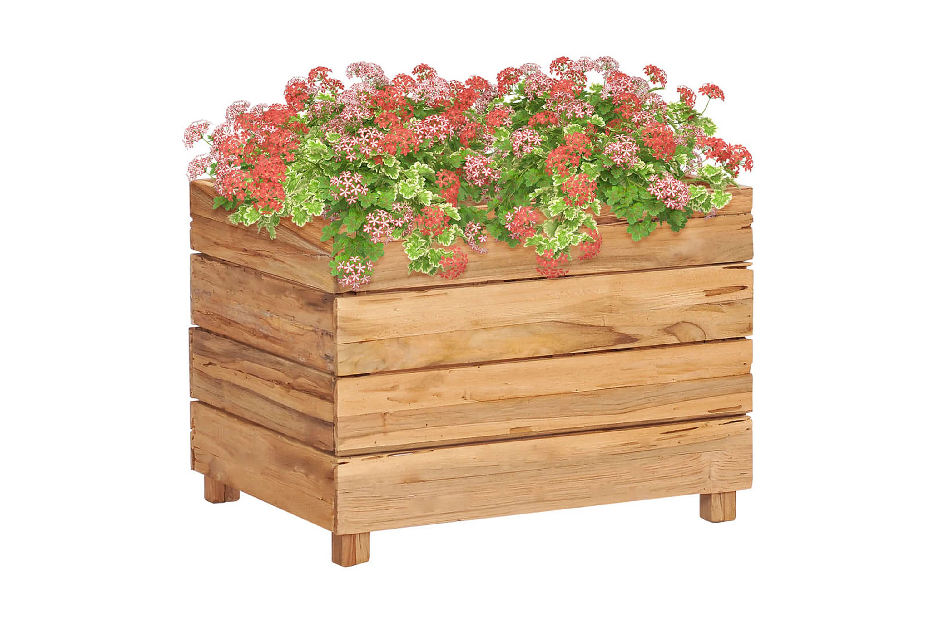 Blomlåda upphöjd 50x40x38 cm återvunnen teak och stål – Brun