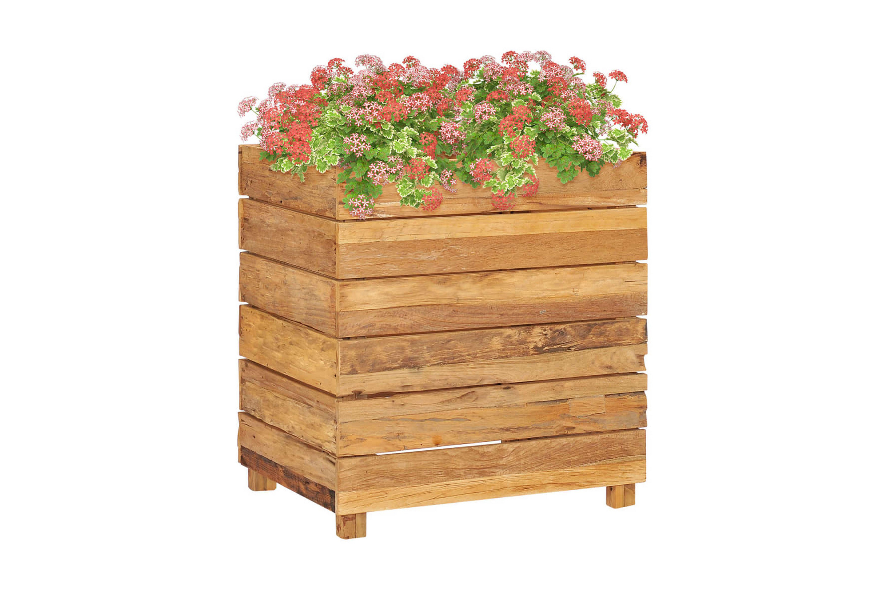 Blomlåda upphöjd 50x40x55 cm återvunnen teak och stål – Brun