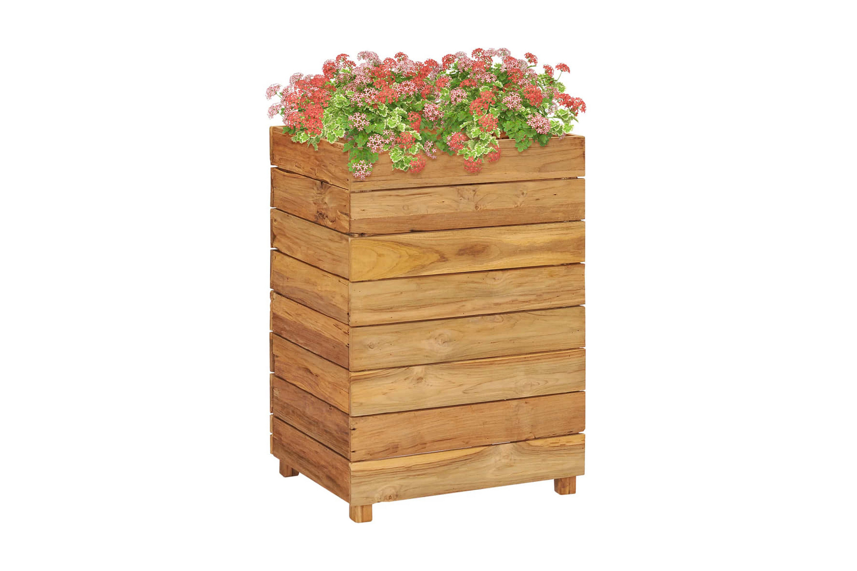 Blomlåda upphöjd 50x40x72 cm återvunnen teak och stål – Brun