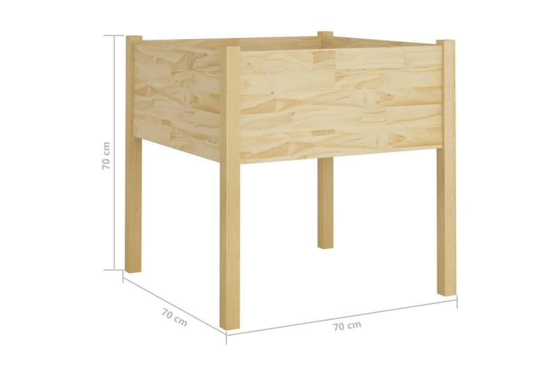 Odlingslådor 2 st 70x70x70 cm massiv furu - Brun - Utemöbler - Övrigt utemöbler - Tillbehör - Övriga trädgårdstillbehör