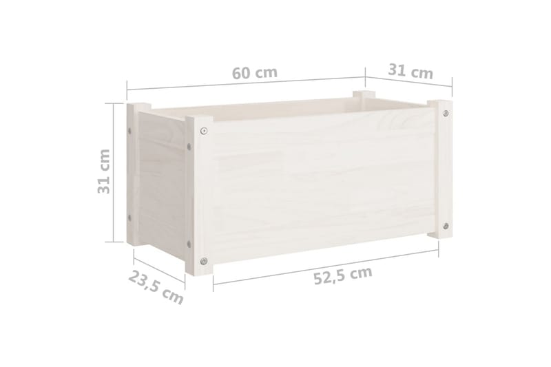 Odlingslådor 2 st vit 60x31x31 cm massiv furu - Vit - Utemöbler - Övrigt utemöbler - Tillbehör - Övriga trädgårdstillbehör