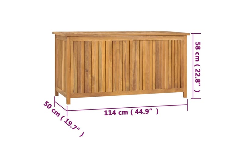 Trädgårdslåda 114x50x58 cm massiv teak - Brun - Utemöbler - Övrigt utemöbler - Tillbehör - Övriga trädgårdstillbehör