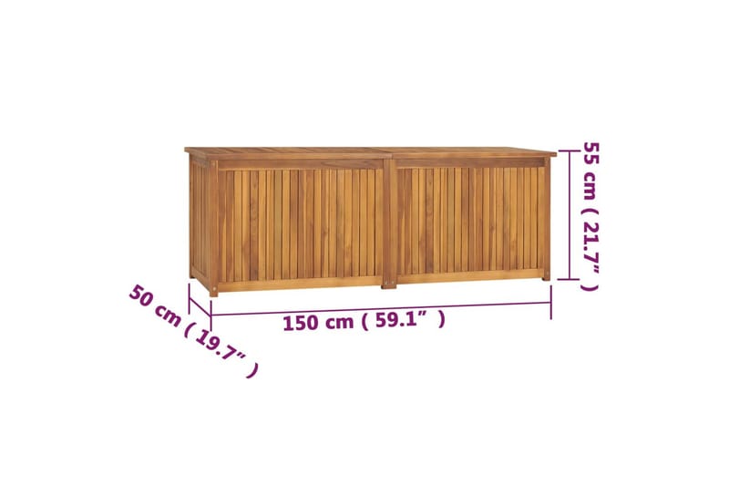 Trädgårdslåda 150x50x53 cm massiv teak - Brun - Utemöbler - Övrigt utemöbler - Tillbehör - Övriga trädgårdstillbehör