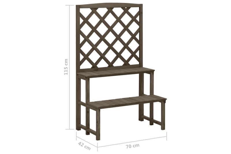 Växtställ med spaljé grå 70x42x115 cm massivt granträ - Grå - Utemöbler - Övrigt utemöbler - Tillbehör - Övriga trädgårdstillbehör