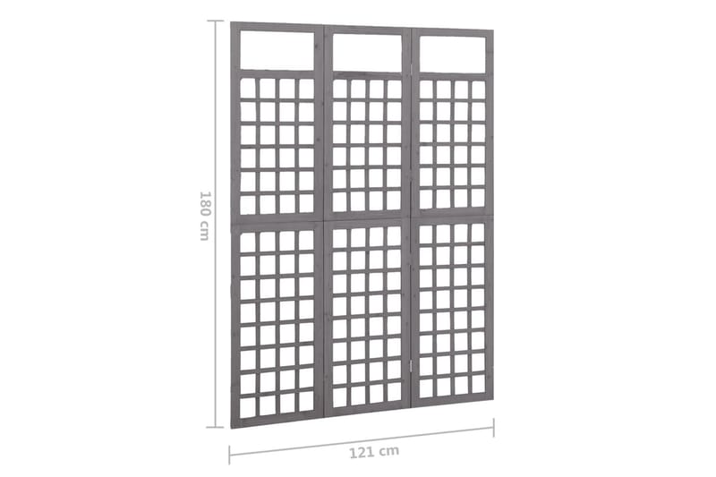 Rumsavdelare/Spaljé 3 paneler massiv gran grå 121x180 cm - Grå - Utemöbler - Övrigt utemöbler - Tillbehör - Övriga trädgårdstillbehör