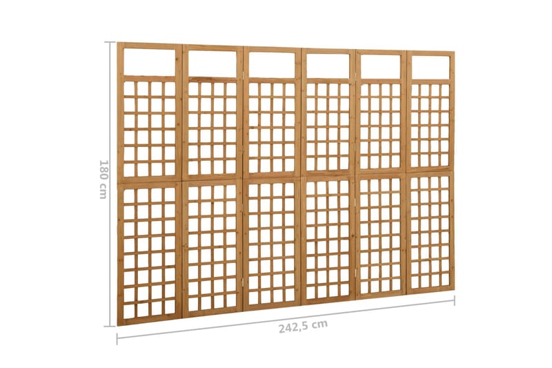 Rumsavdelare/Spaljé 6 paneler massiv gran 242,5x180 cm - Brun - Utemöbler - Övrigt utemöbler - Tillbehör - Övriga trädgårdstillbehör