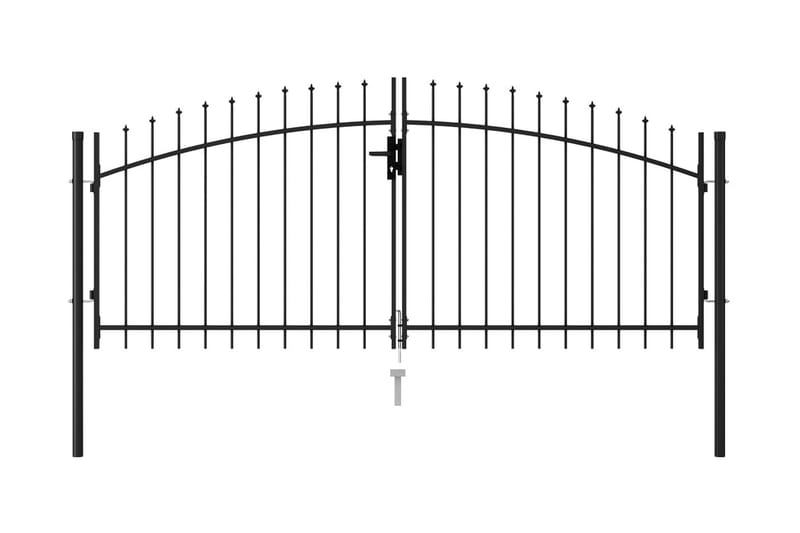Dubbelgrind med spetsig topp stål 3x1,25 m svart - Svart - Utemöbler - Övrigt utemöbler - Tillbehör - Staket & grindar