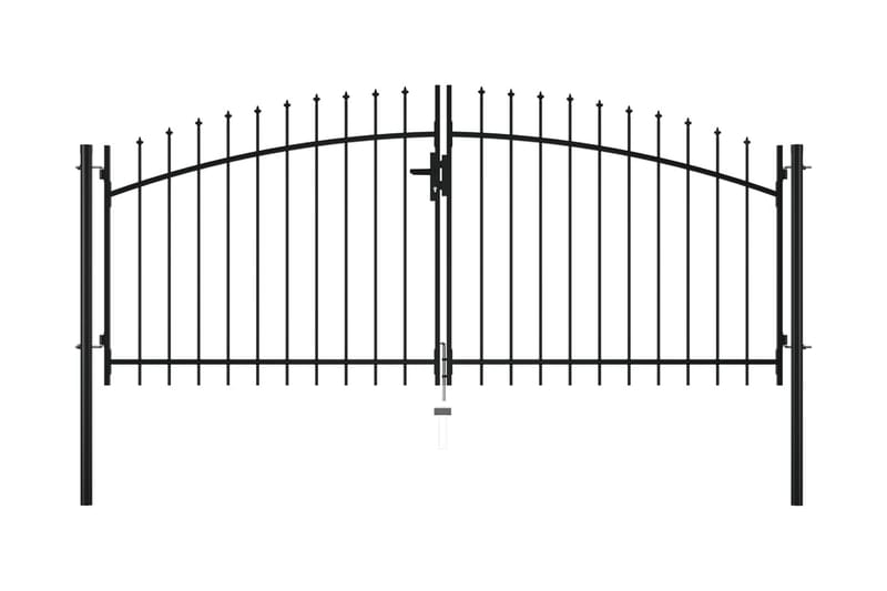 Dubbelgrind med spjut-toppar 300x150 cm - Svart - Staket & grindar