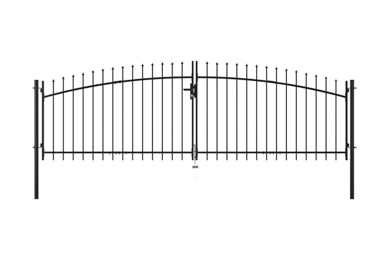 Dubbelgrind med spjut-toppar 400x150 cm - Svart - Utemöbler - Övrigt utemöbler - Tillbehör - Staket & grindar