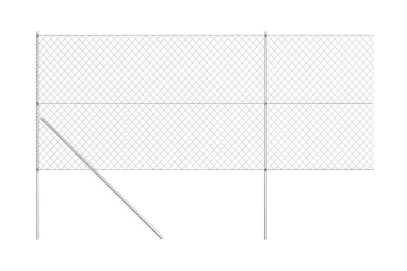 Flätverksstängsel med stolpar galvaniserat stål 15x1,5 m sil - Silver - Utemöbler - Övrigt utemöbler - Tillbehör - Staket & grindar