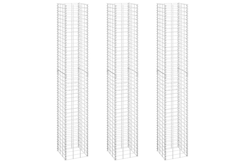 Gabioner 3 st 30x30x200 cm järn - Silver - Utemöbler - Övrigt utemöbler - Tillbehör - Staket & grindar