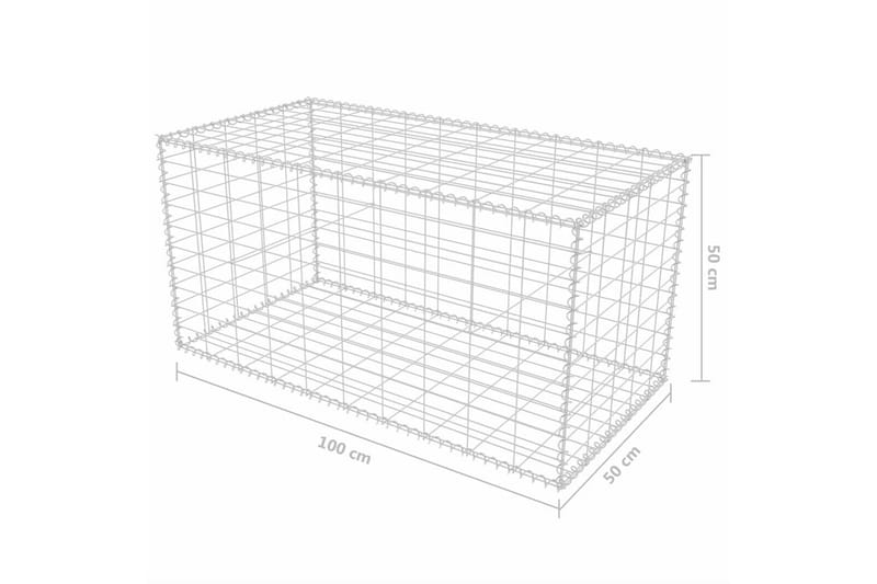 Gabionkorg galvaniserat stål 100x50x50 cm - Silver - Utemöbler - Övrigt utemöbler - Tillbehör - Staket & grindar