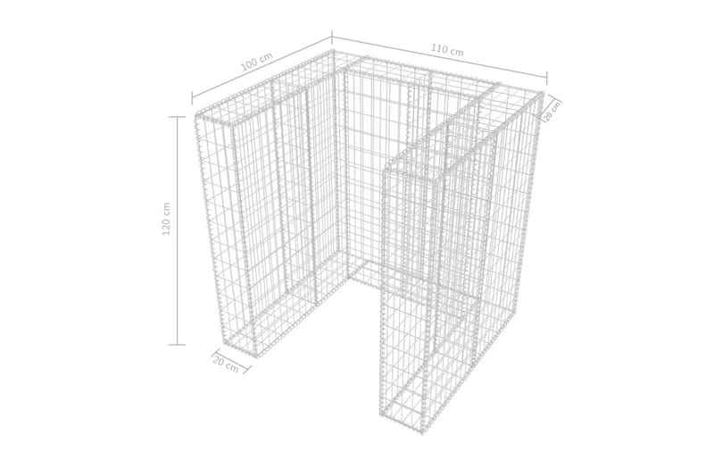 Gabionkorg med skydd för 1 soptunna stål 110x100x120 cm - Silver - Utemöbler - Övrigt utemöbler - Tillbehör - Staket & grindar