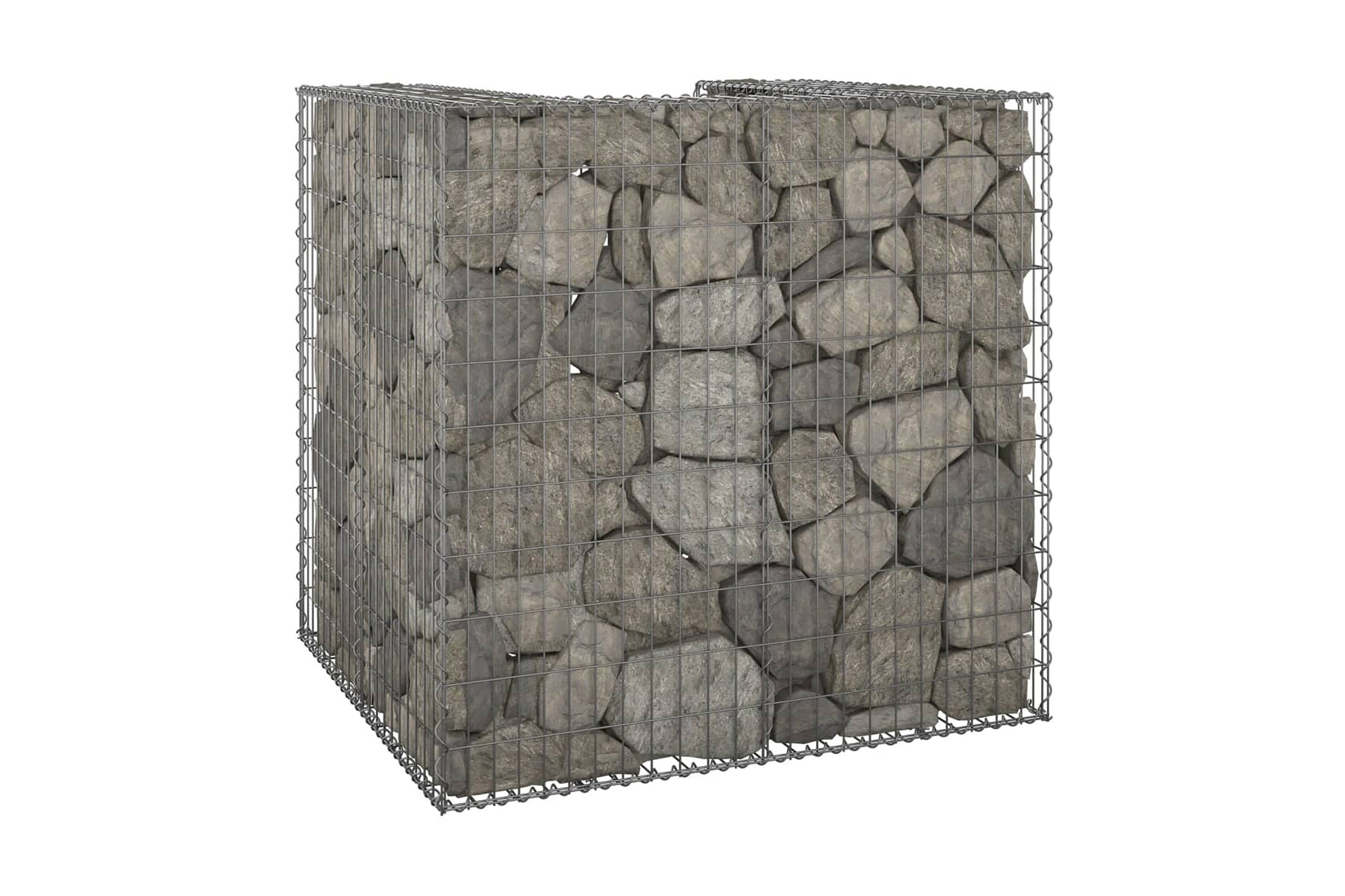 Gabionmur för soptunna galvaniserat stål 110x100x110 cm – Silver