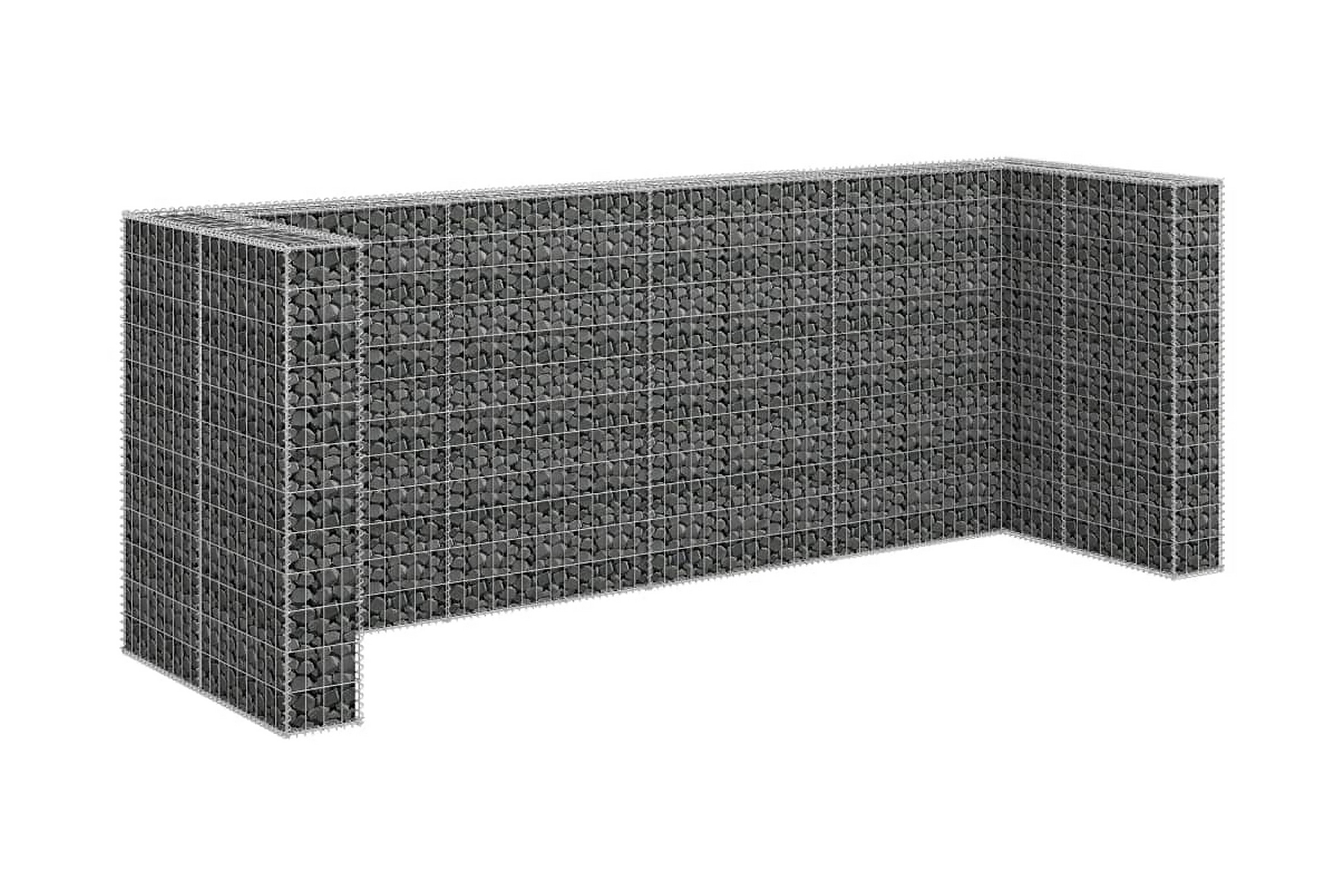 Gabionmur för soptunnor galvaniserat stål 320x100x120 cm – Silver