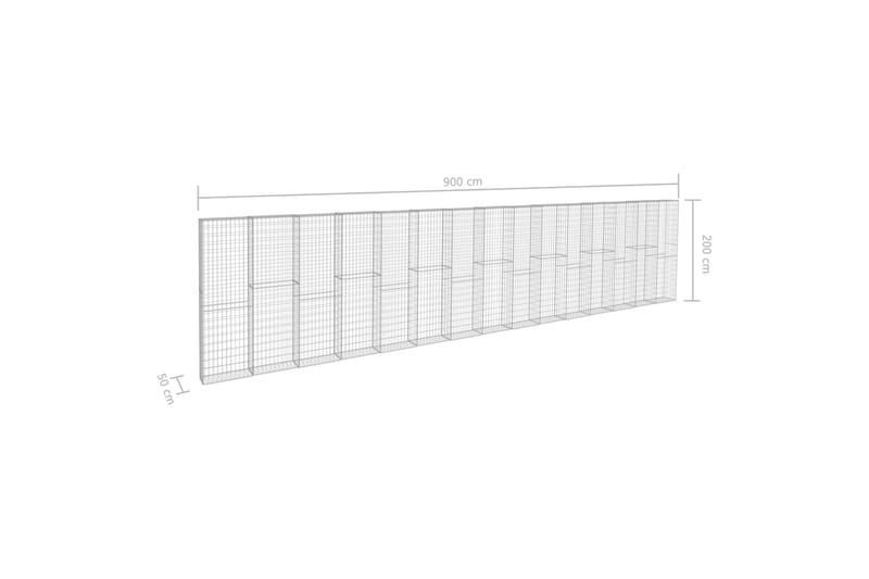 Gabionmur i galvaniserat stål 900x50x200 cm - Silver - Utemöbler - Övrigt utemöbler - Tillbehör - Staket & grindar