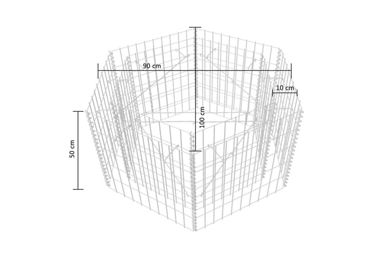 Hexagonal planteringsgabion upphöjd 100x90x50 cm - Silver - Utemöbler - Övrigt utemöbler - Tillbehör - Staket & grindar