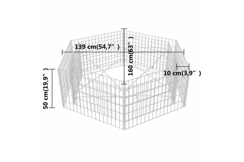 Hexagonal planteringsgabion upphöjd 160x140x50 cm - Silver - Utemöbler - Övrigt utemöbler - Tillbehör - Staket & grindar