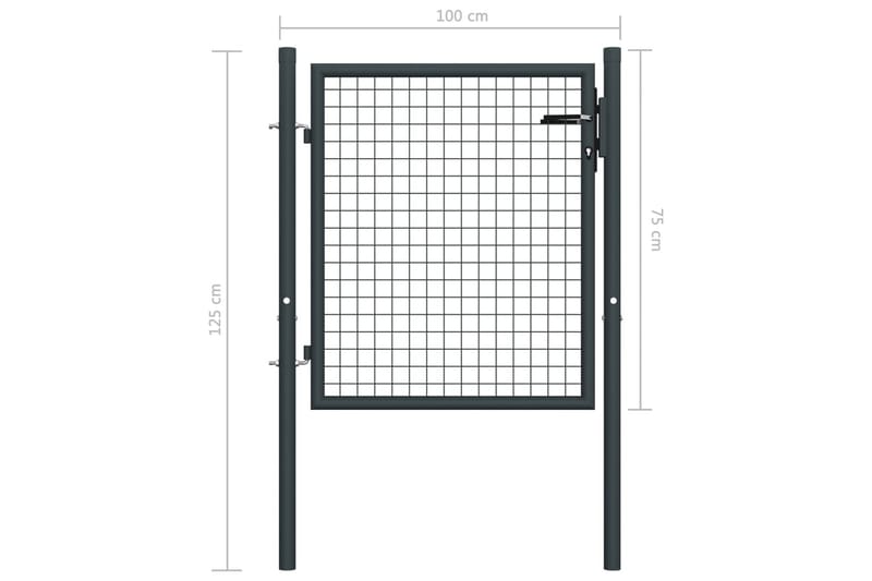 Nätgrind för trädgård galvaniserat stål 100x125 cm grå - Grå - Utemöbler - Övrigt utemöbler - Tillbehör - Staket & grindar