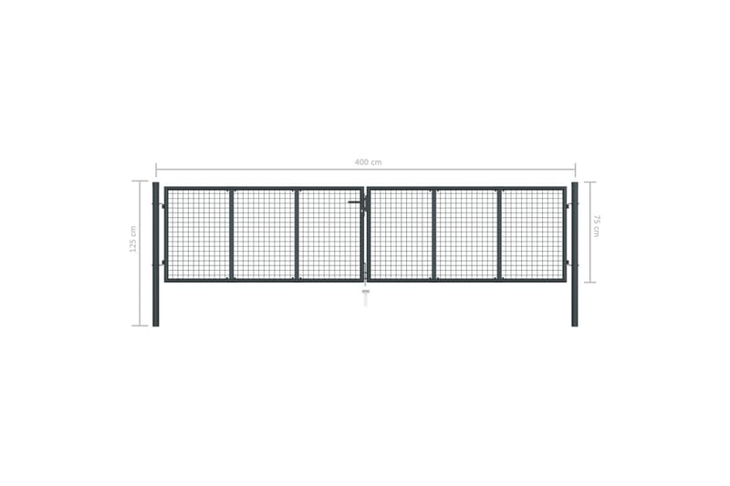 Nätgrind för trädgård galvaniserat stål 400x125 cm grå - Grå - Utemöbler - Övrigt utemöbler - Tillbehör - Staket & grindar