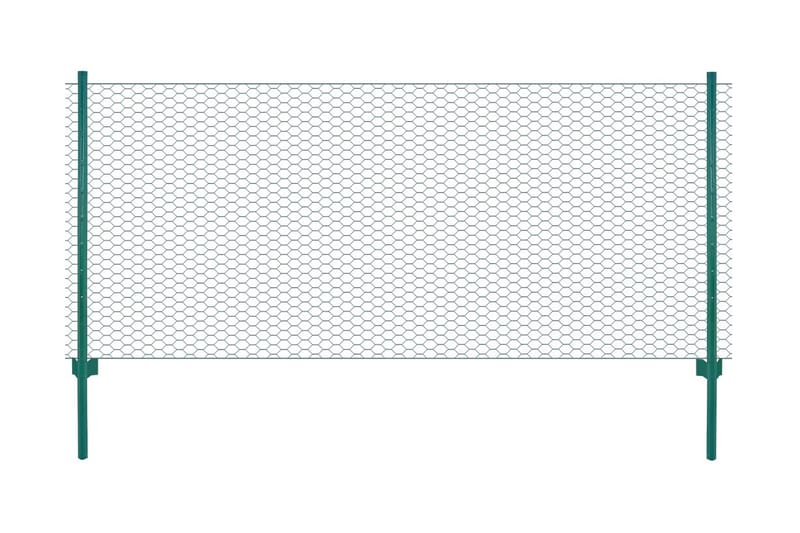 Nätstängsel med stolpar stål 25x0,5 m grön - Grön - Utemöbler - Övrigt utemöbler - Tillbehör - Staket & grindar