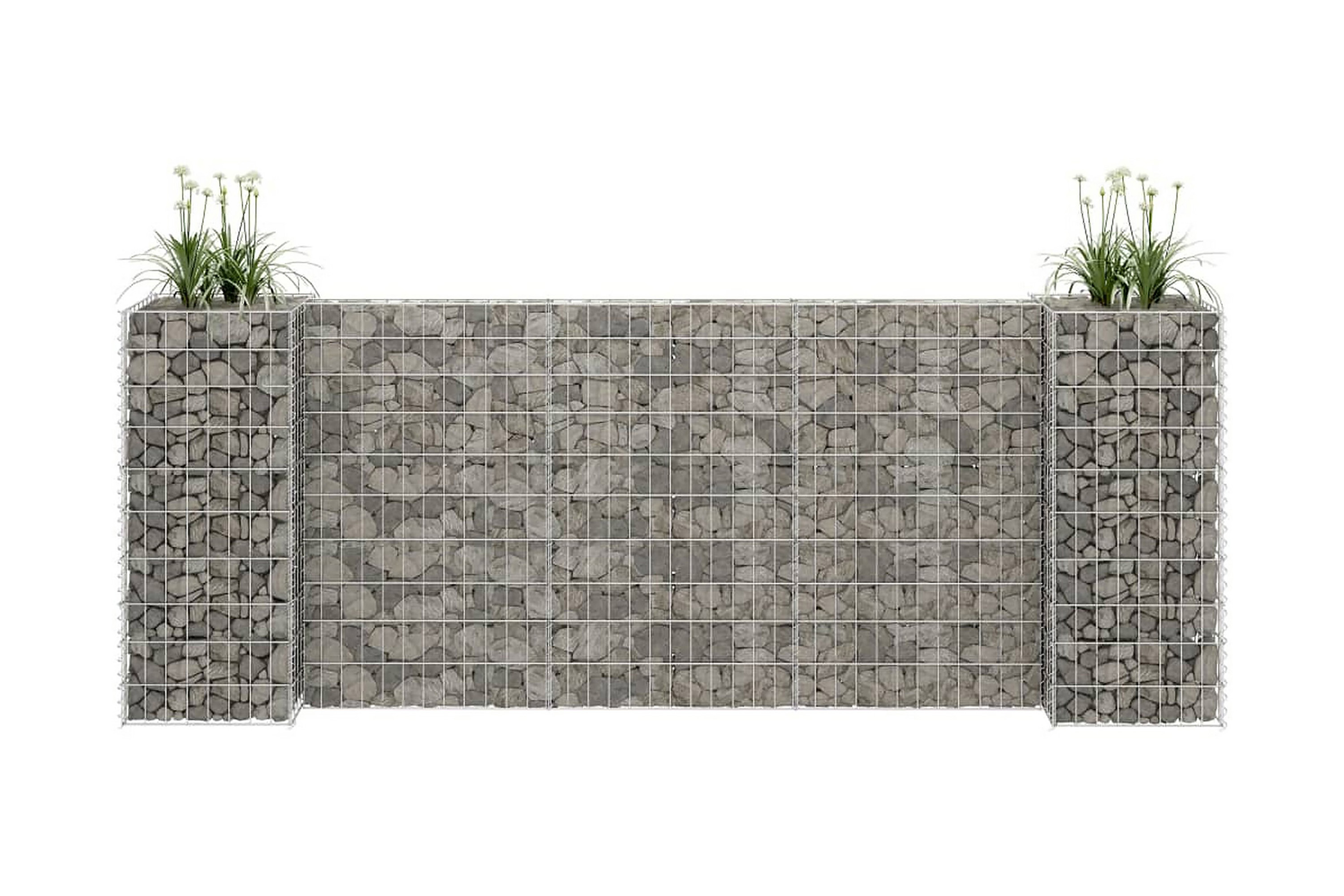 Planteringsgabion H-formad stål 260x40x100 cm – Silver