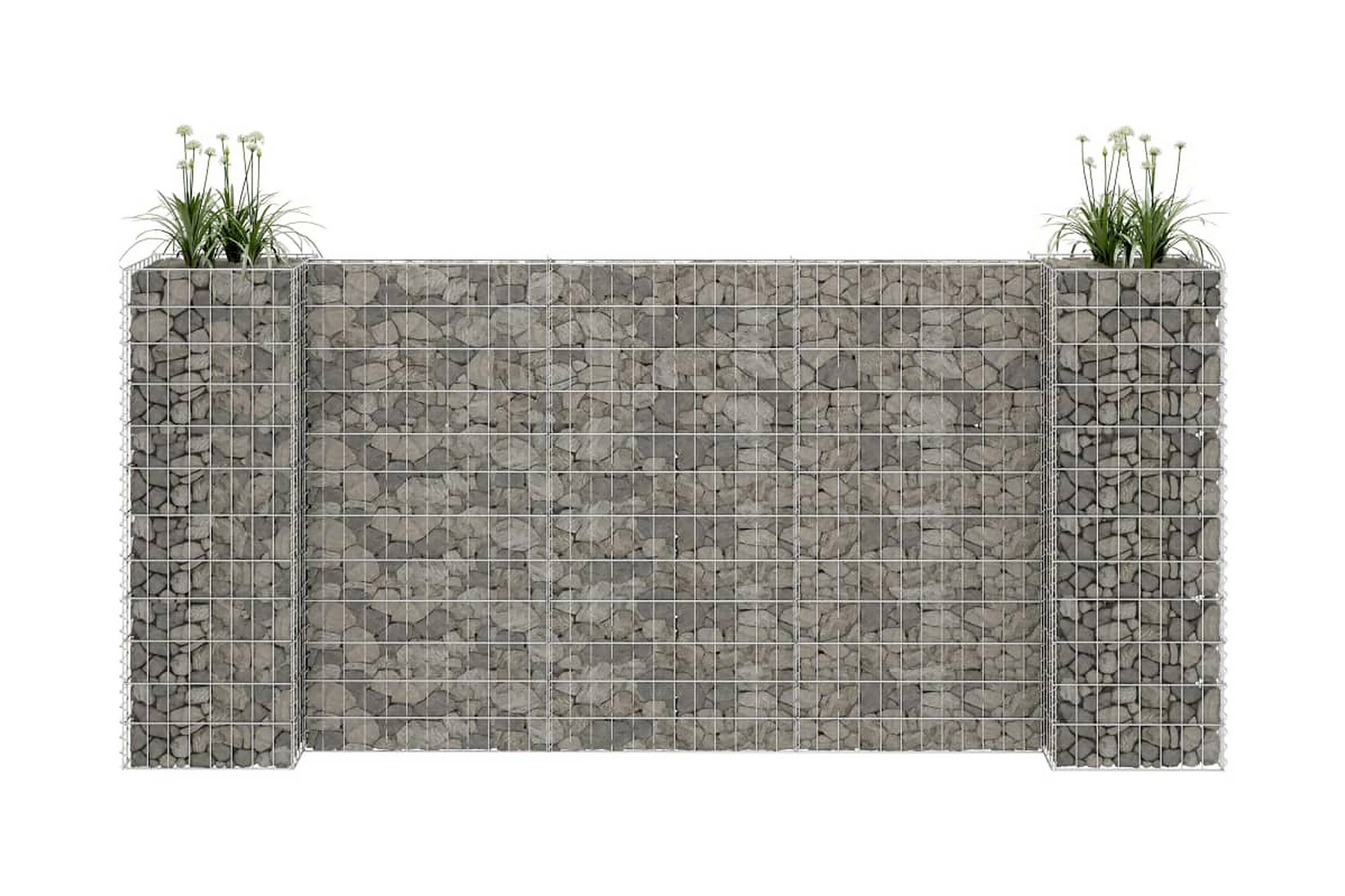 Planteringsgabion H-formad stål 260x40x120 cm – Silver