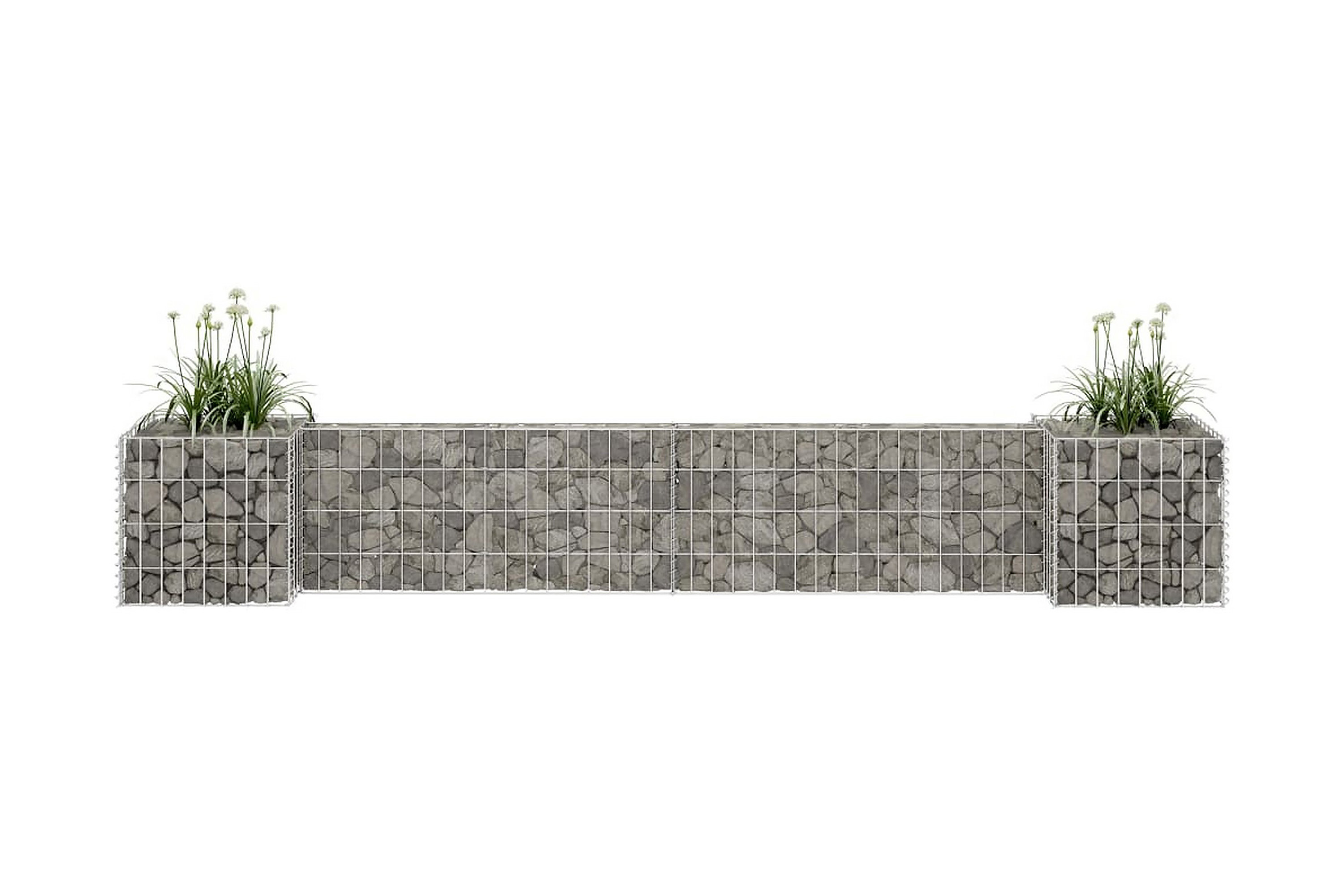 Planteringsgabion H-formad stål 260x40x40 cm – Silver