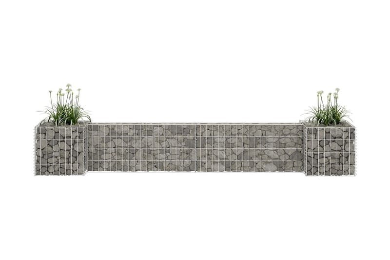 Planteringsgabion H-formad stål 260x40x40 cm - Silver - Utemöbler - Övrigt utemöbler - Tillbehör - Staket & grindar