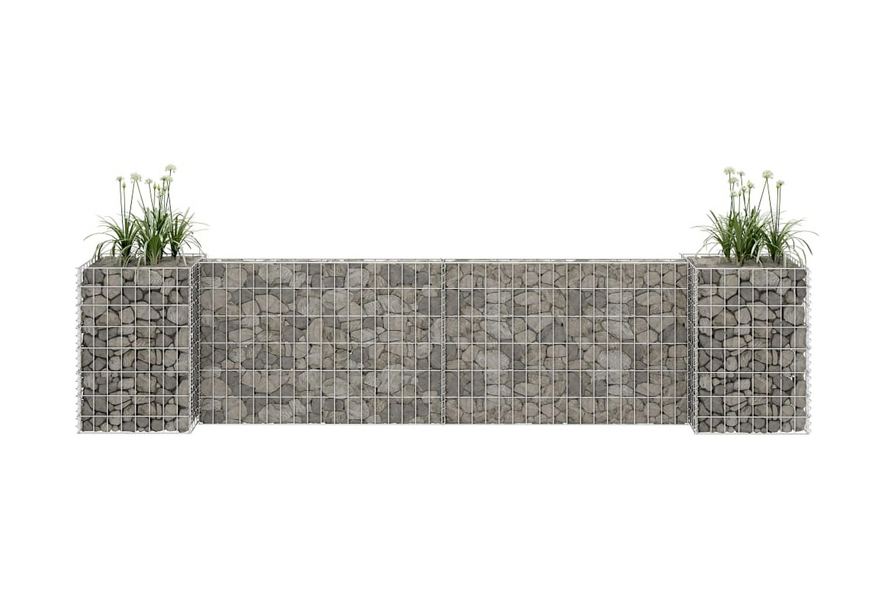 Planteringsgabion H-formad stål 260x40x60 cm – Silver