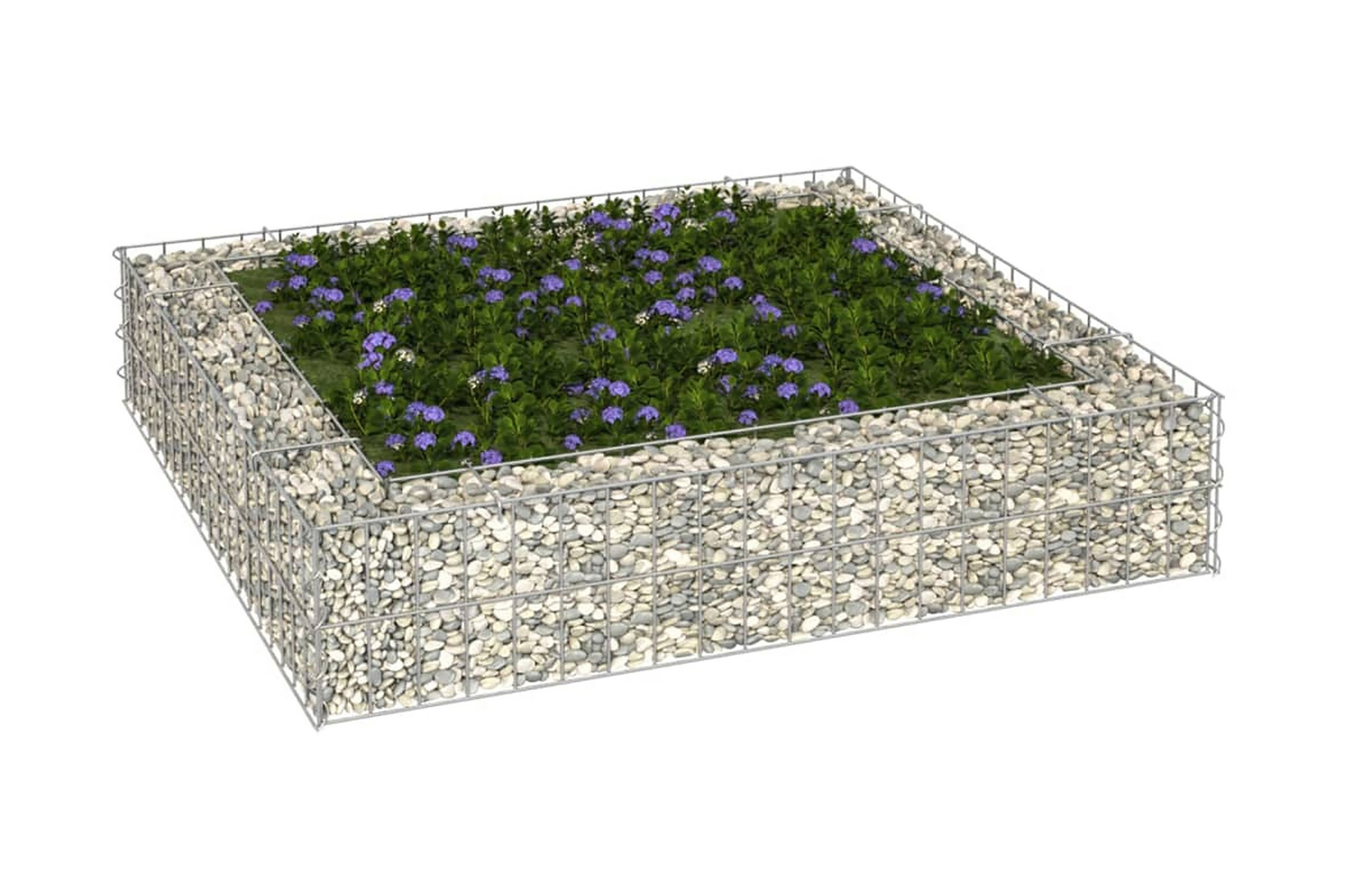 Planteringsgabion upphöjd galvaniserat stål 100x100x20 cm – Silver