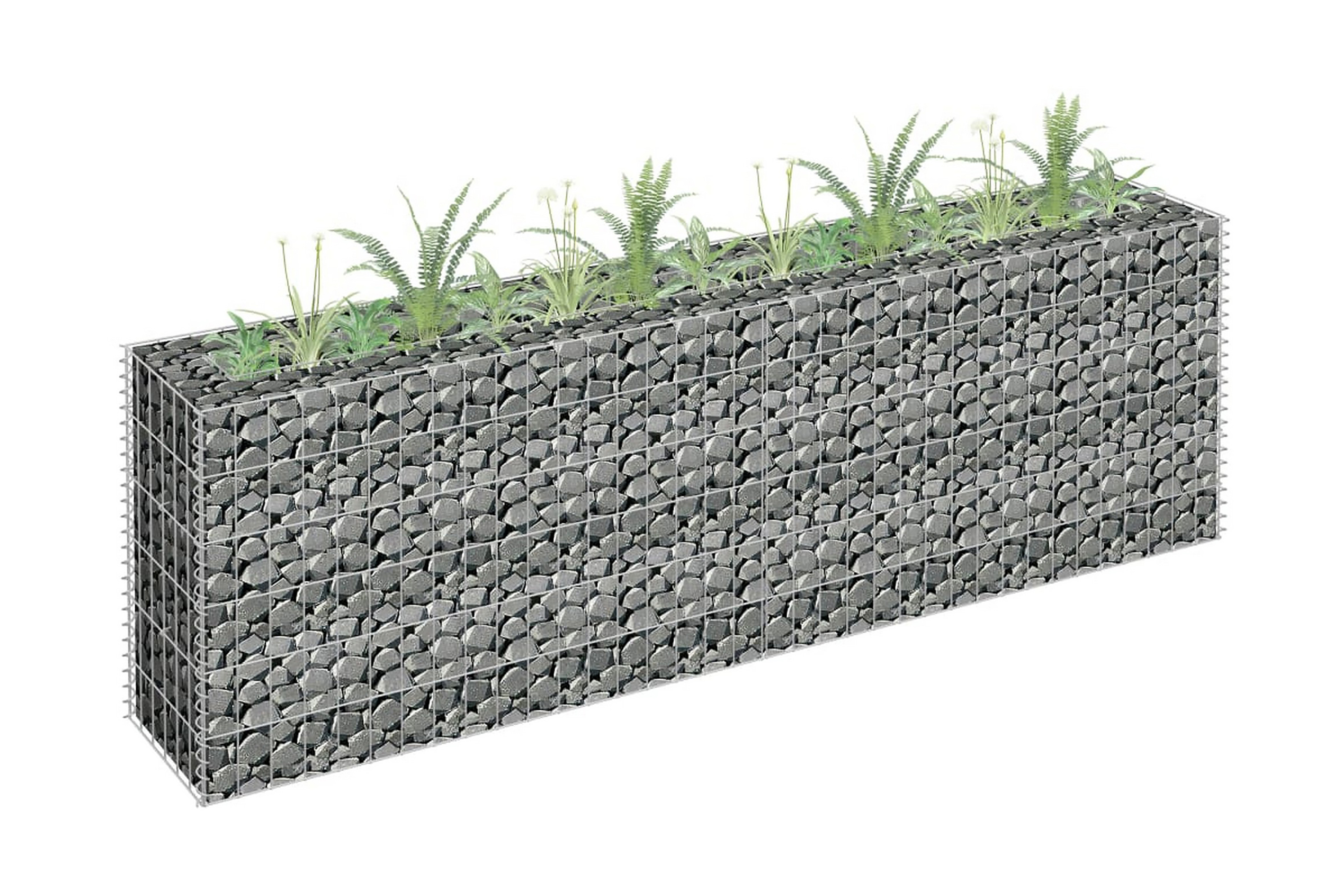 Planteringsgabion upphöjd galvaniserat stål 180x30x60 cm – Silver