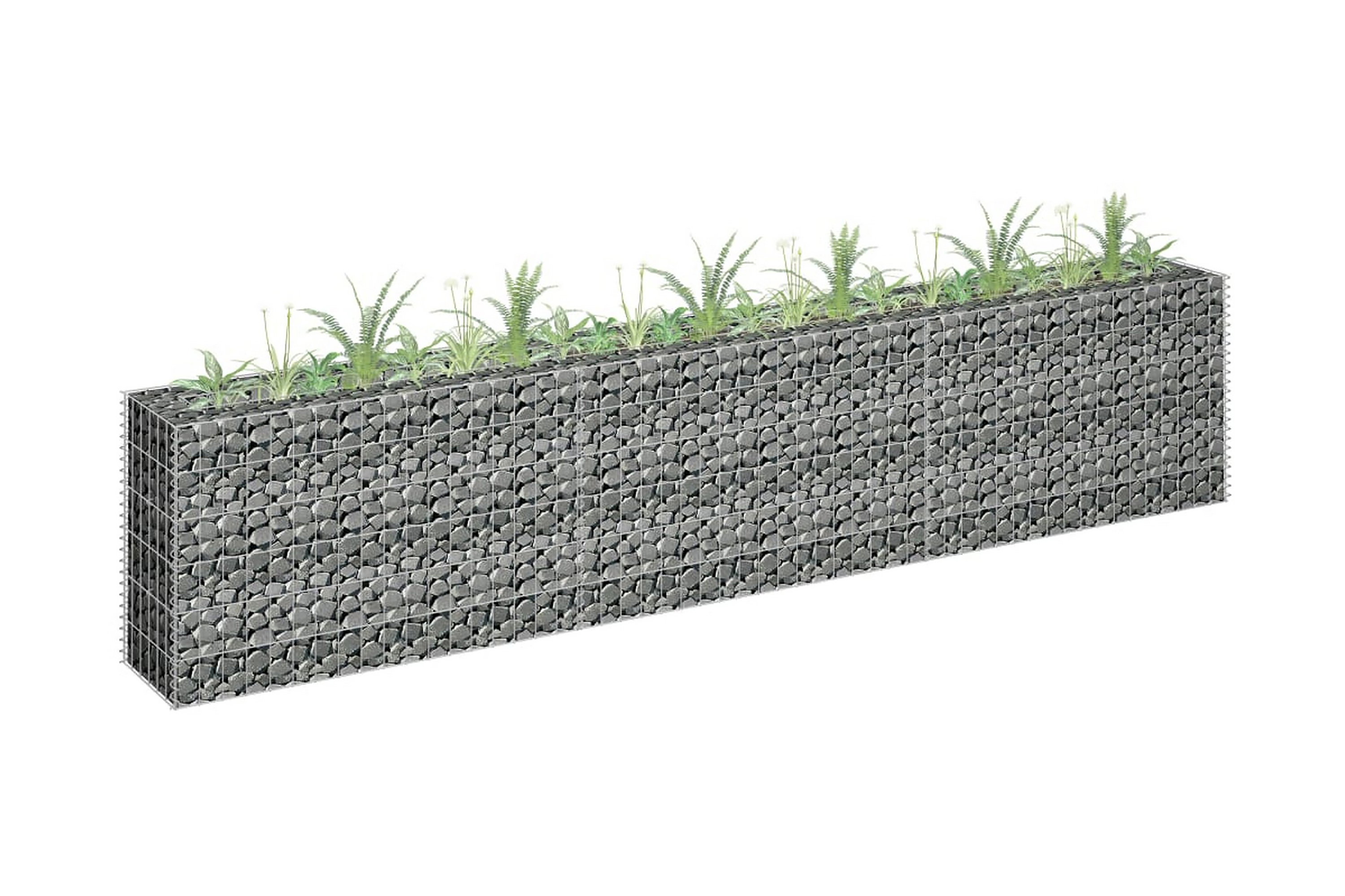 Planteringsgabion upphöjd galvaniserat stål 270x30x60 cm – Silver