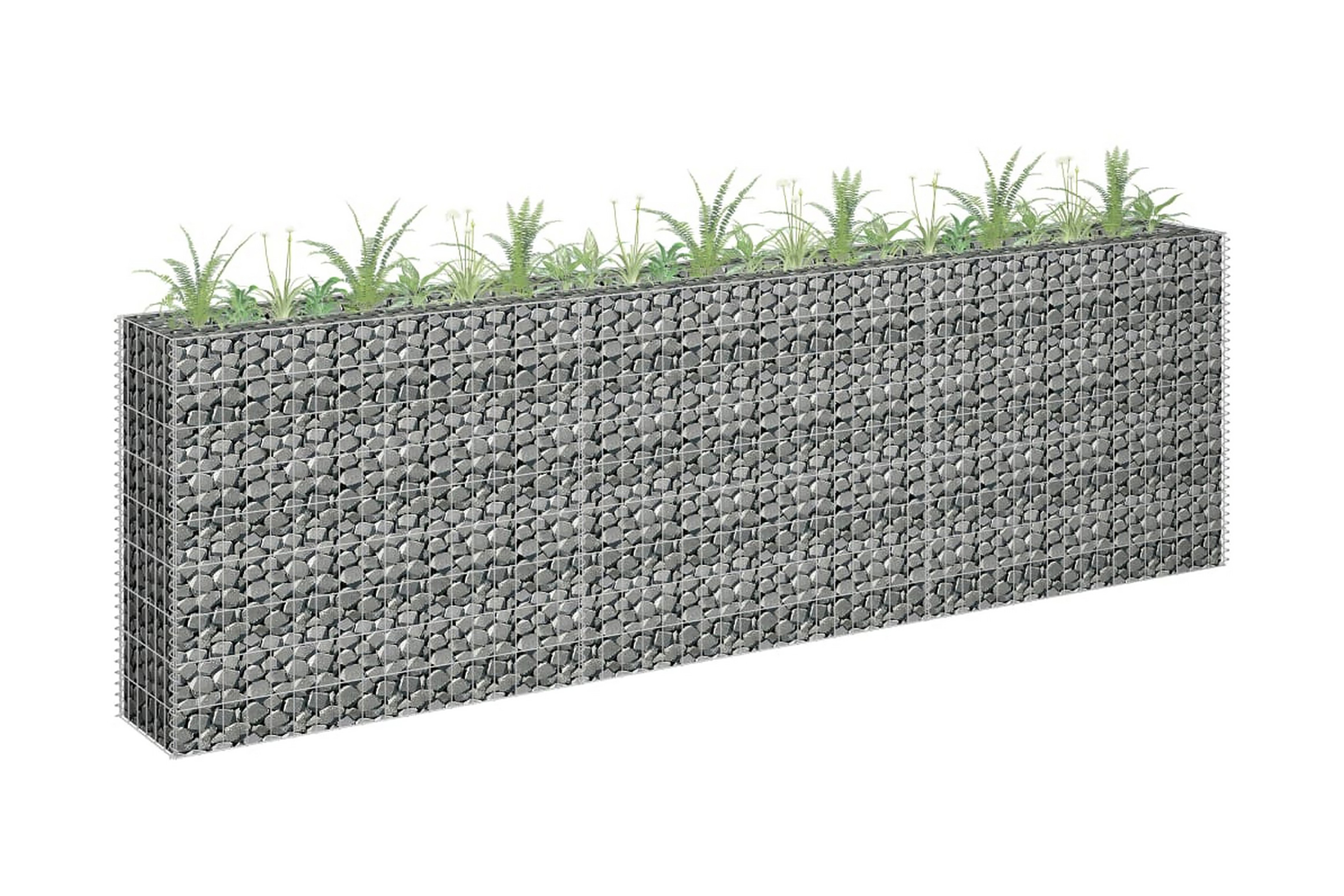 Planteringsgabion upphöjd galvaniserat stål 270x30x90 cm – Silver