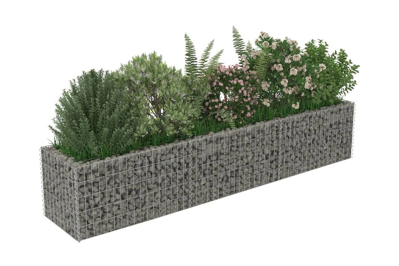 Planteringsgabion upphöjd galvaniserat stål 270x50x50 cm - Silver - Staket & grindar